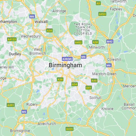 Birmingham map close up